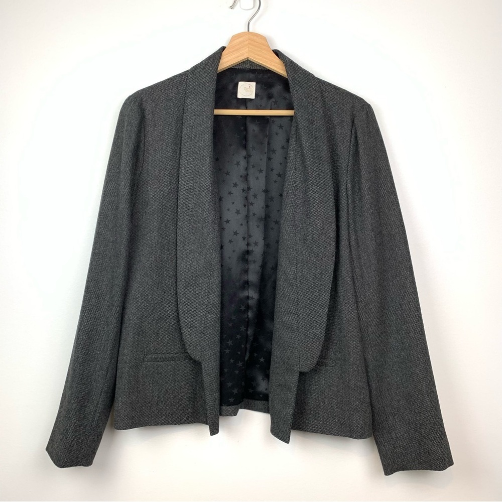 Des Petits Hauts Open Blazer Gray Sz Large T3 Wool Blend Classic Elegant Stars